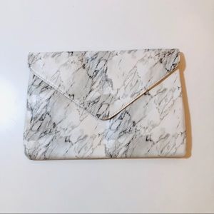 White Marble Print Clutch